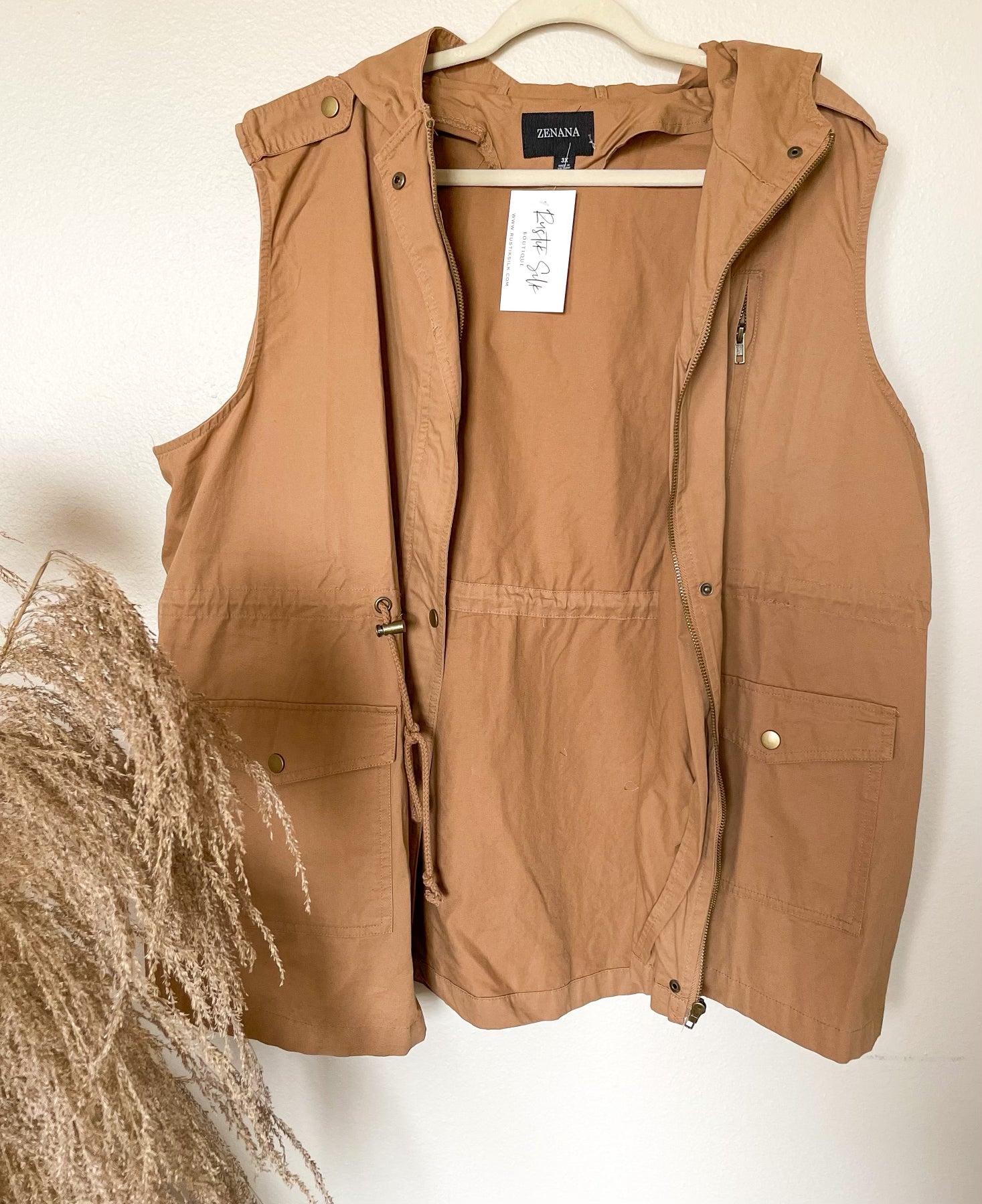 Curvy Camel Cargo Vest