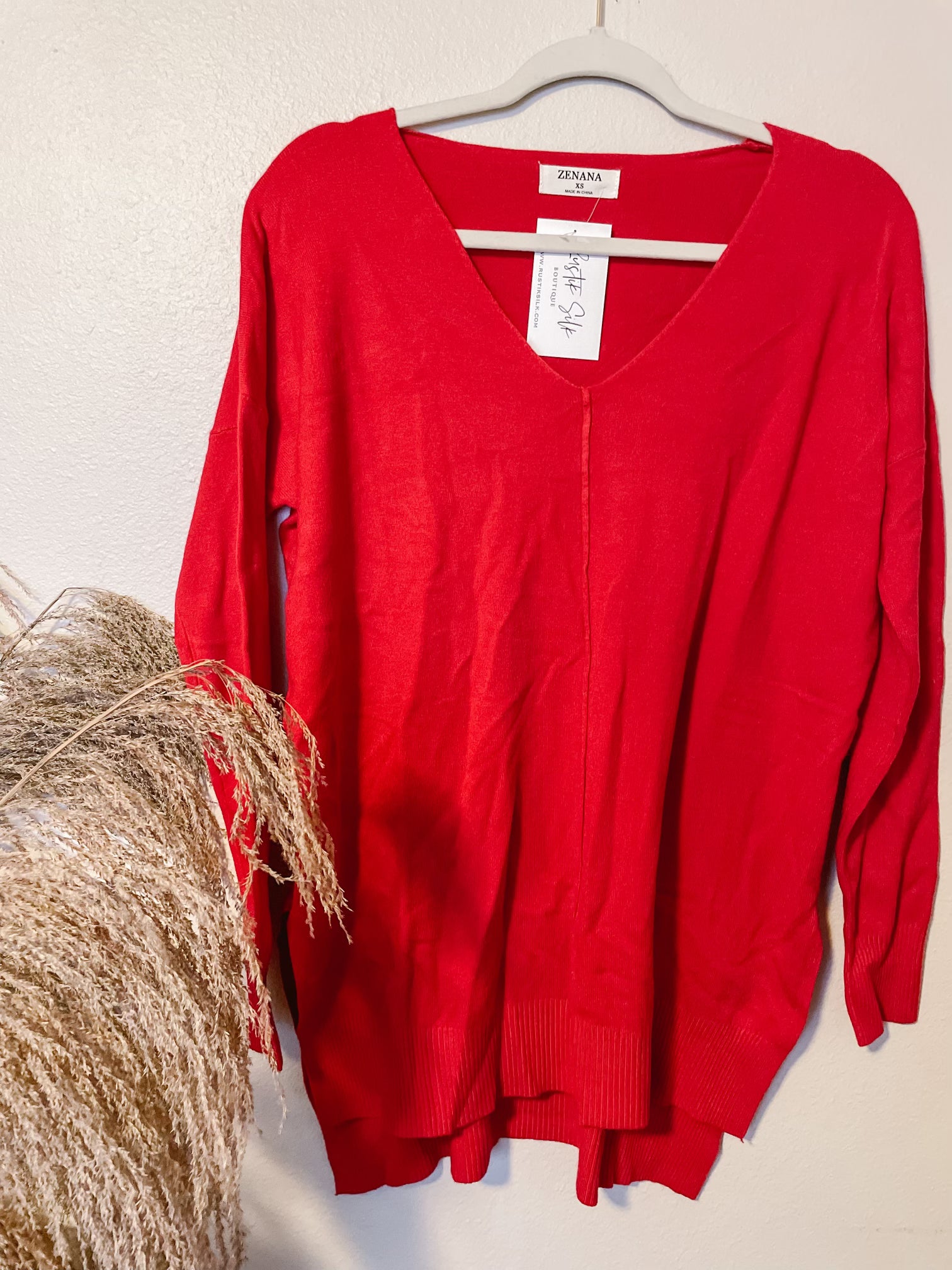 Red V-Neck Sweater