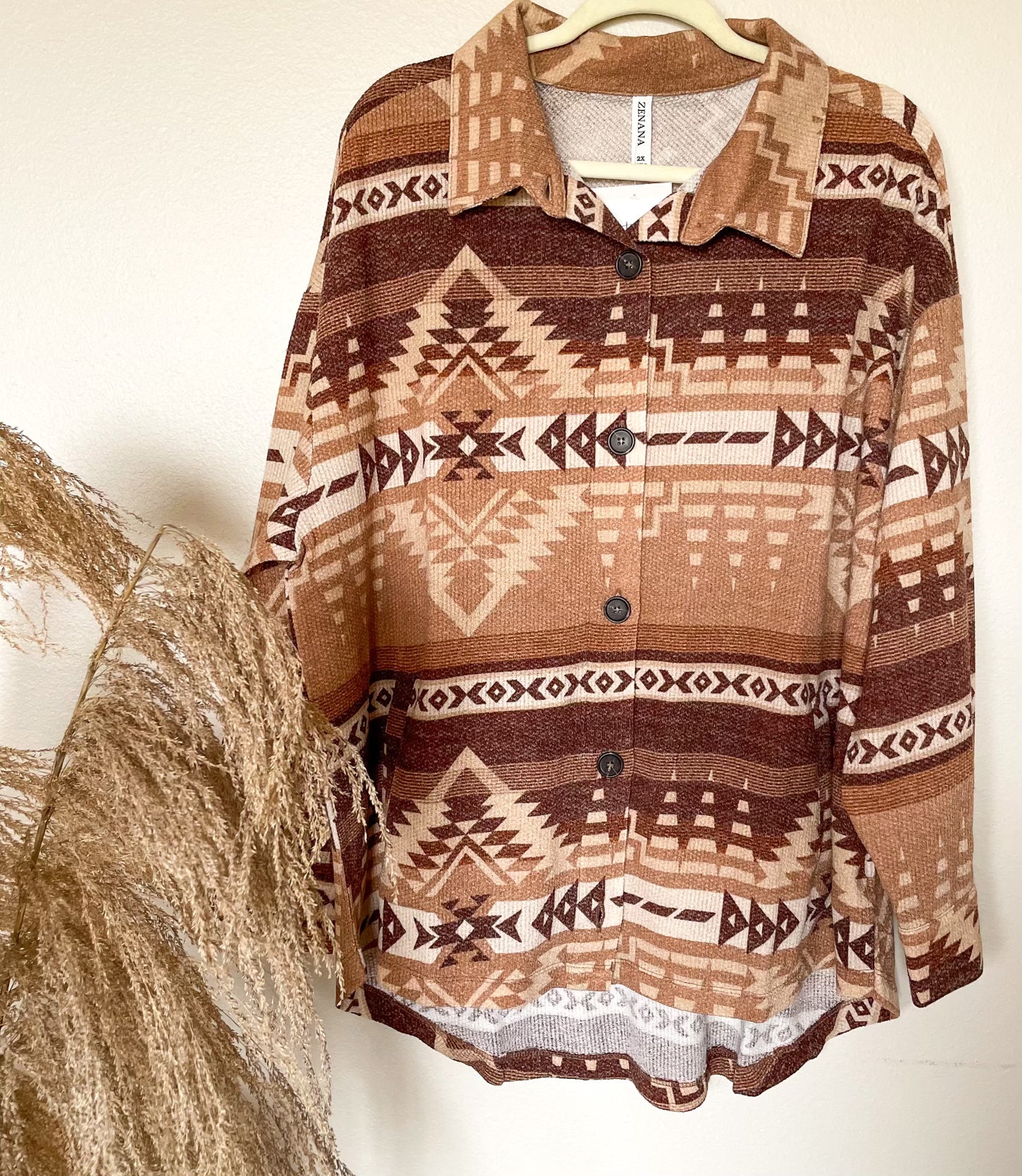 Curvy Aztec Button Top