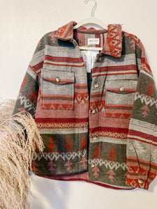 Maroon Aztec Shacket